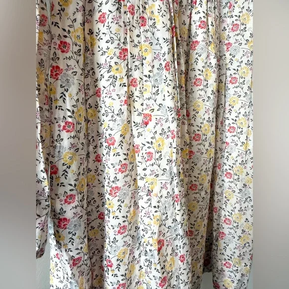 Ganni Floral Babydoll Mini Dress Long Sleeve Ditsy Print Pleated